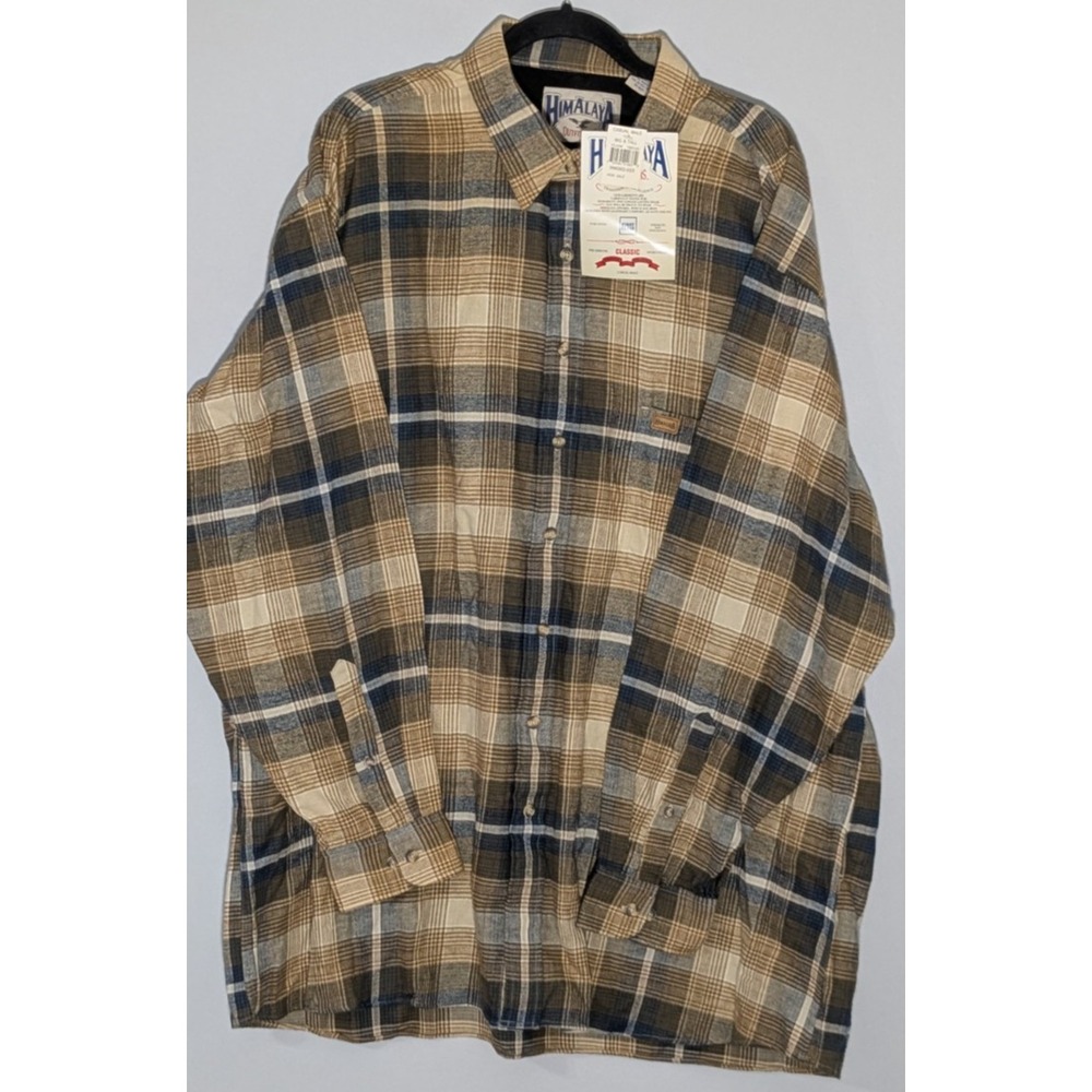 Himalaya Outfitters Mens 3XLT Brown Plaid L/S Button Up Soft Flannel Shirt NWT